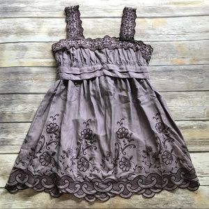 Hazel Tank Top Blouse Tie Back Scalloped Edge M